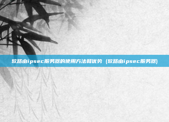 软路由ipsec服务器的使用方法和优势 (软路由ipsec服务器)