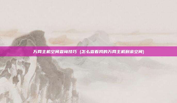 万网主机空间查询技巧 (怎么查看我的万网主机剩余空间)