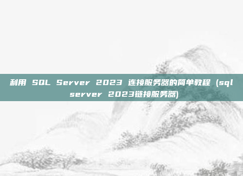 利用 SQL Server 2023 连接服务器的简单教程 (sql server 2023链接服务器)