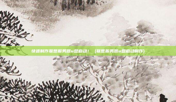快速制作联想服务器u盘启动! (联想服务器u盘启动制作)