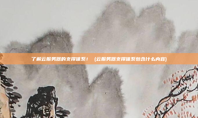 了解云服务器的支撑体系! (云服务器支撑体系包含什么内容)
