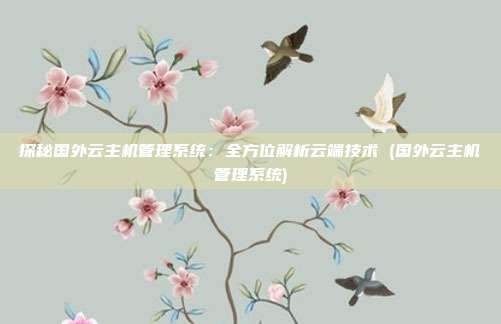 探秘国外云主机管理系统:全方位解析云端技术 (国外云主机管理系统)