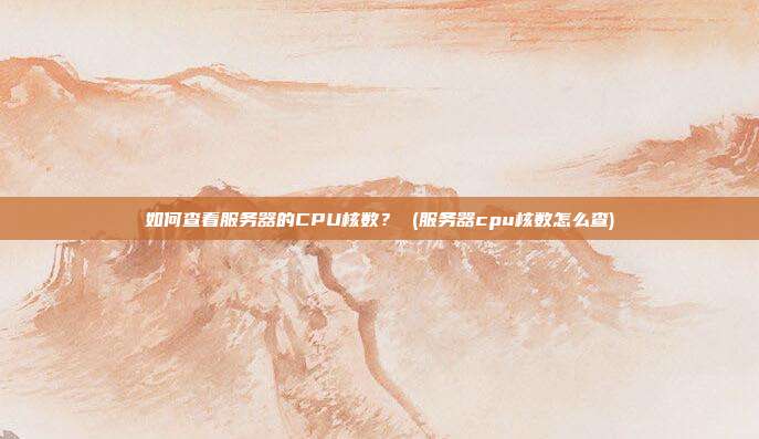 如何查看服务器的CPU核数? (服务器cpu核数怎么查)