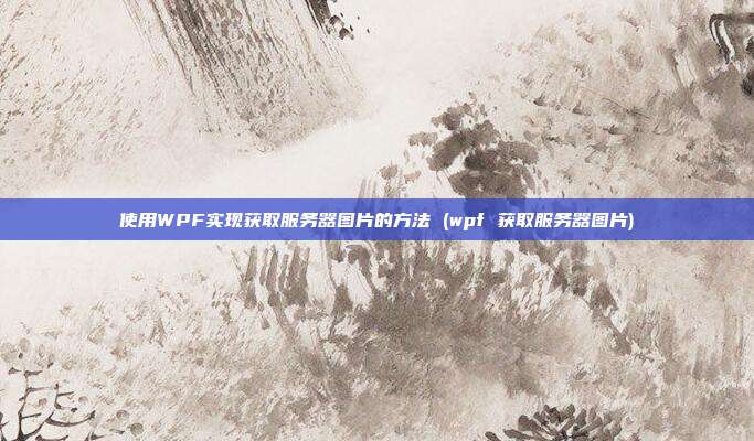 使用WPF实现获取服务器图片的方法 (wpf 获取服务器图片)