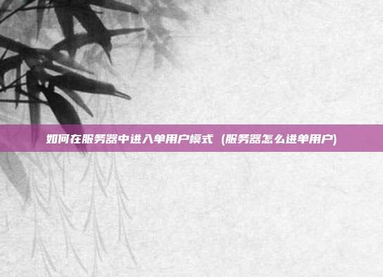 如何在服务器中进入单用户模式 (服务器怎么进单用户)
