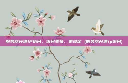 服务器开通IP访问，访问更快、更稳定 (服务器开通ip访问)
