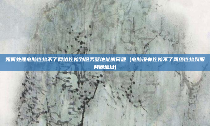 如何处理电脑连接不了网络连接到服务器地址的问题 (电脑没有连接不了网络连接到服务器地址)