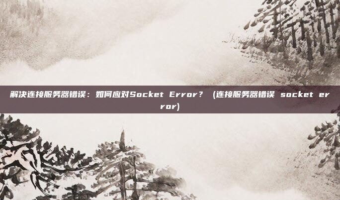 解决连接服务器错误：如何应对Socket Error？ (连接服务器错误 socket error)