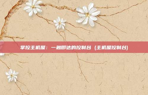 掌控主机屋：一触即达的控制台 (主机屋控制台)