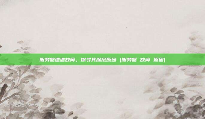 服务器遭遇故障,探寻其深层原因 (服务器 故障 原因)