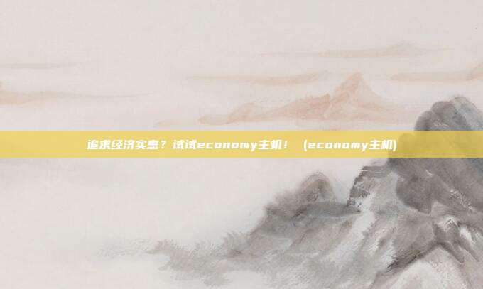 追求经济实惠?试试economy主机! (economy主机)