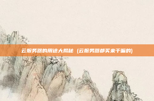 云服务器的用途大揭秘 (云服务器都买来干嘛的)