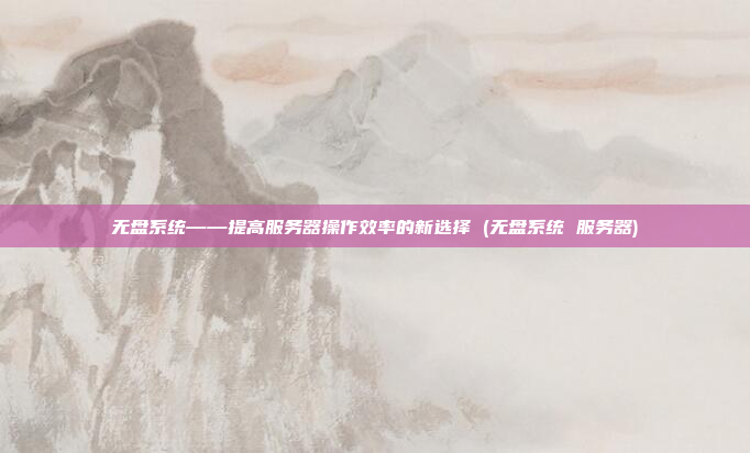 无盘系统——提高服务器操作效率的新选择 (无盘系统 服务器)
