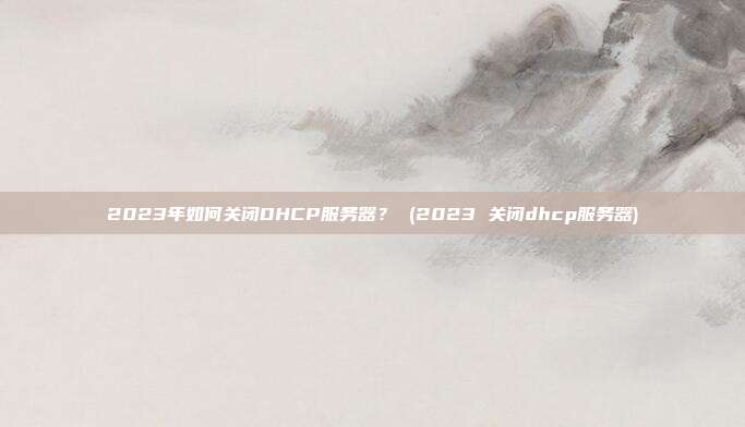 2023年如何关闭DHCP服务器? (2023 关闭dhcp服务器)