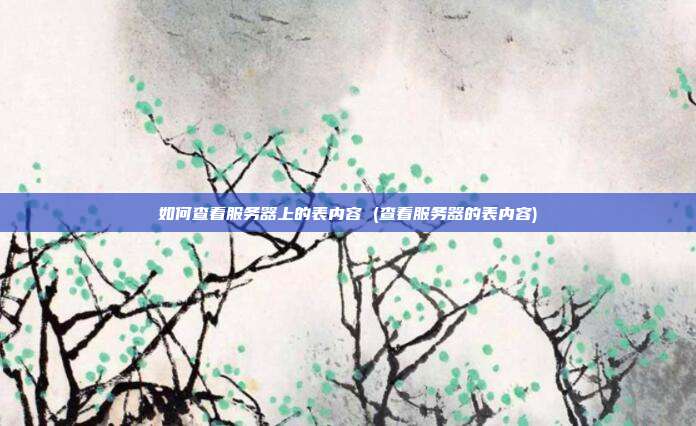 如何查看服务器上的表内容 (查看服务器的表内容)