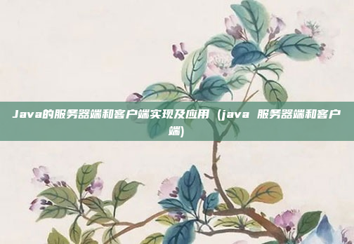 Java的服务器端和客户端实现及应用 (java 服务器端和客户端)