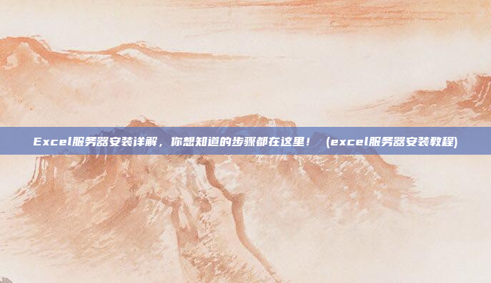 Excel服务器安装详解,你想知道的步骤都在这里! (excel服务器安装教程)