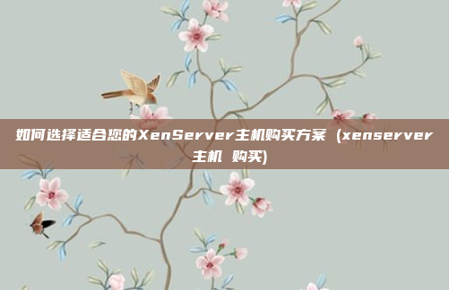 如何选择适合您的XenServer主机购买方案 (xenserver 主机 购买)