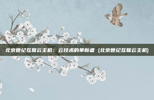 北京世纪互联云主机:云技术的革新者 (北京世纪互联云主机)