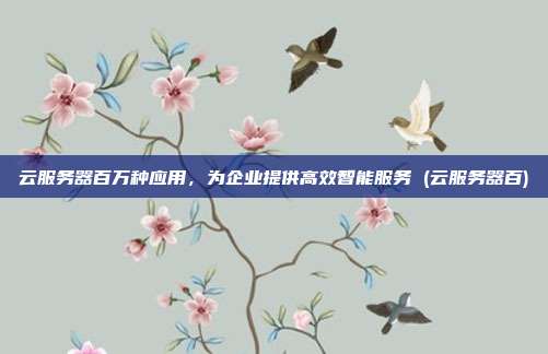 云服务器百万种应用,为企业提供高效智能服务 (云服务器百)