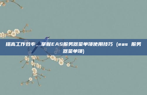 提高工作效率,掌握EAS服务器菜单项使用技巧 (eas 服务器菜单项)