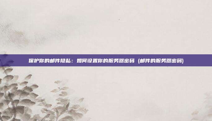 保护你的邮件隐私:如何设置你的服务器密码 (邮件的服务器密码)