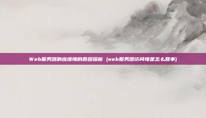 Web服务器响应缓慢的原因探析 (web服务器访问慢是怎么回事)