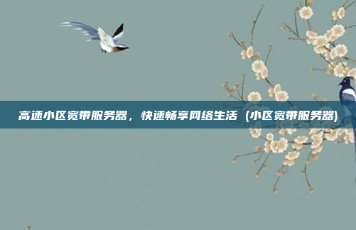 高速小区宽带服务器,快速畅享网络生活 (小区宽带服务器)