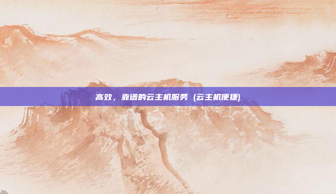 高效,靠谱的云主机服务 (云主机便捷)