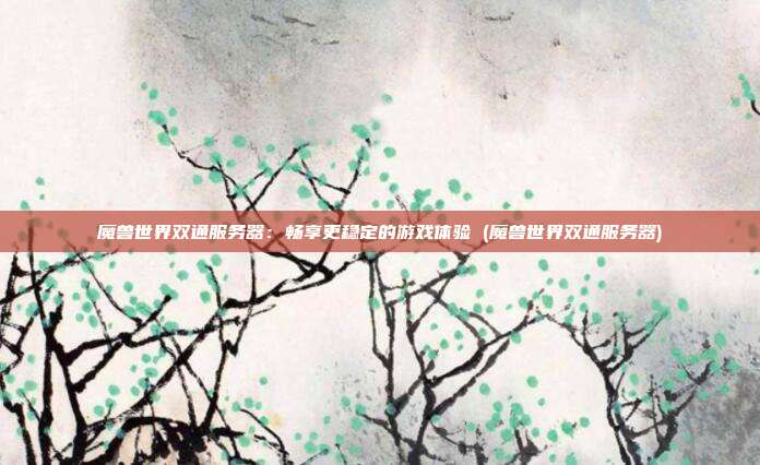 魔兽世界双通服务器:畅享更稳定的游戏体验 (魔兽世界双通服务器)