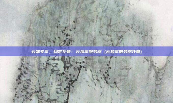 云端专享,稳定托管:云独享服务器 (云独享服务器托管)