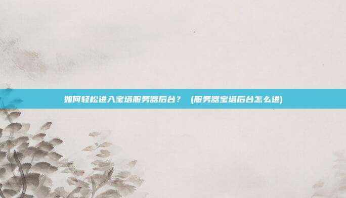 如何轻松进入宝塔服务器后台? (服务器宝塔后台怎么进)