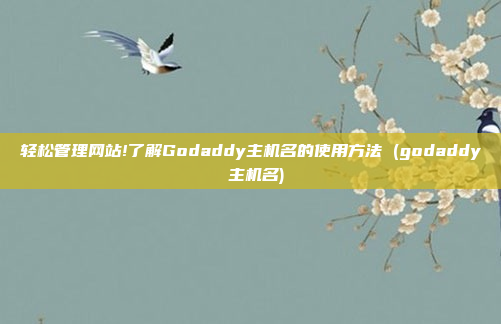 轻松管理网站!了解Godaddy主机名的使用方法 (godaddy 主机名)