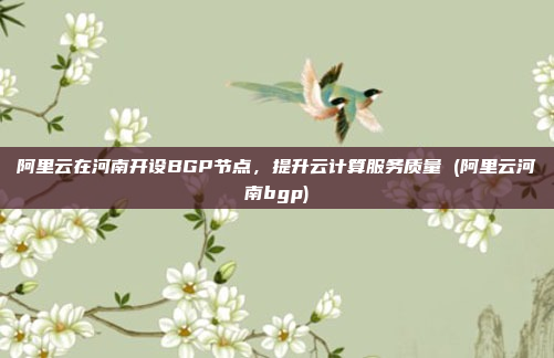 阿里云在河南开设BGP节点,提升云计算服务质量 (阿里云河南bgp)