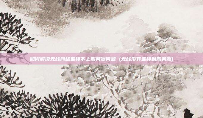 如何解决无线网络连接不上服务器问题 (无线没有连接到服务器)