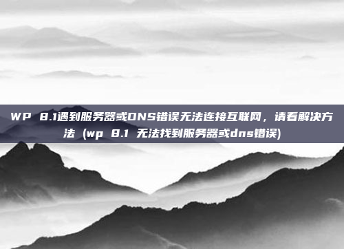WP 8.1遇到服务器或DNS错误无法连接互联网,请看解决方法 (wp 8.1 无法找到服务器或dns错误)