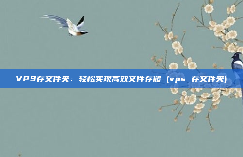 VPS存文件夹：轻松实现高效文件存储 (vps 存文件夹)
