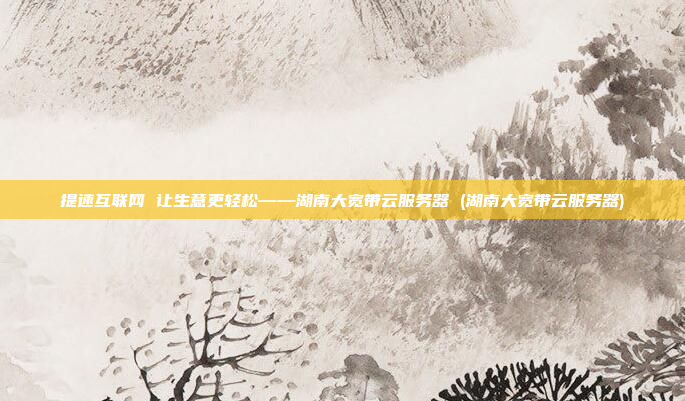 提速互联网 让生意更轻松——湖南大宽带云服务器 (湖南大宽带云服务器)