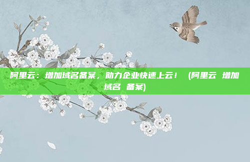 阿里云:增加域名备案,助力企业快速上云! (阿里云 增加域名 备案)