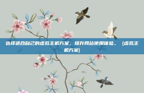 选择适合自己的虚拟主机方案,提升网站使用体验。 (虚拟主机方案)