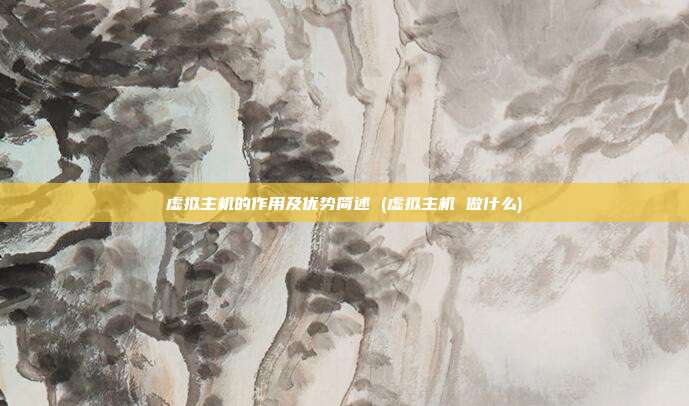 虚拟主机的作用及优势简述 (虚拟主机 做什么)