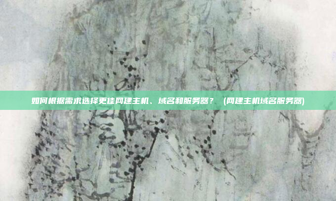 如何根据需求选择更佳网建主机、域名和服务器？ (网建主机域名服务器)