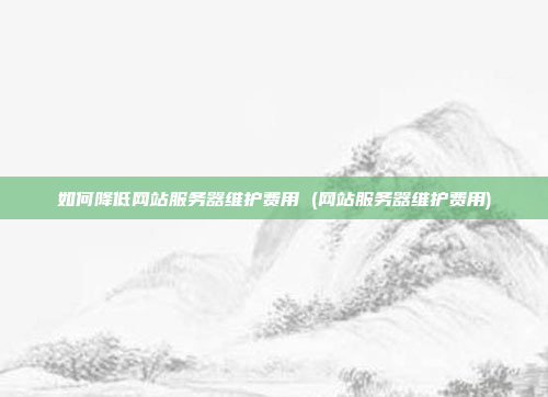 如何降低网站服务器维护费用 (网站服务器维护费用)