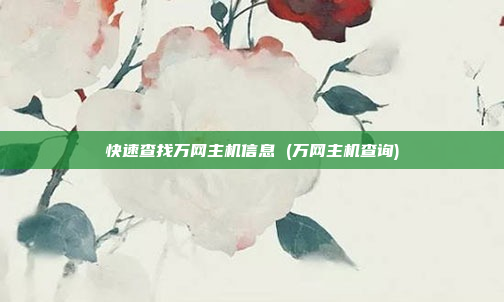 快速查找万网主机信息 (万网主机查询)