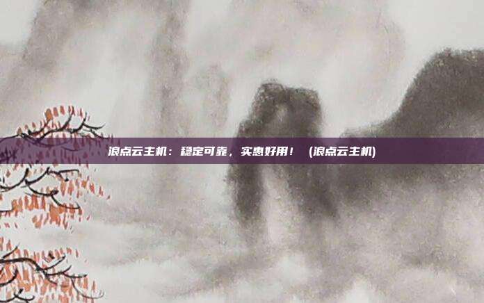 浪点云主机:稳定可靠,实惠好用! (浪点云主机)