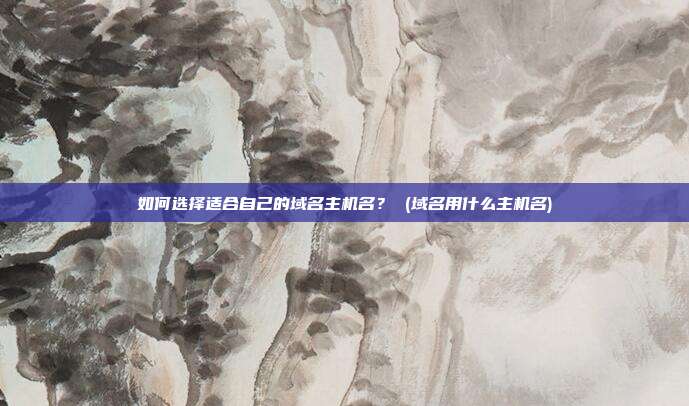 如何选择适合自己的域名主机名? (域名用什么主机名)