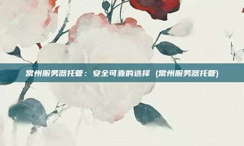 常州服务器托管:安全可靠的选择 (常州服务器托管)