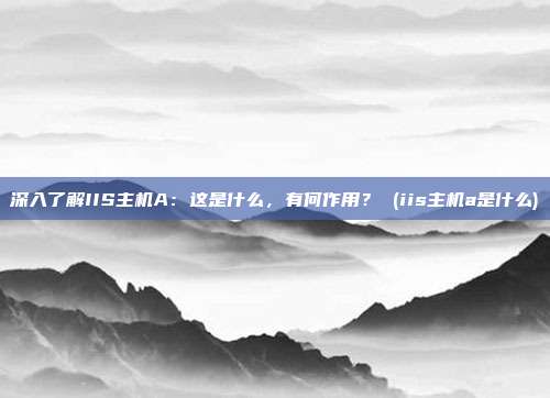 深入了解IIS主机A:这是什么,有何作用? (iis主机a是什么)