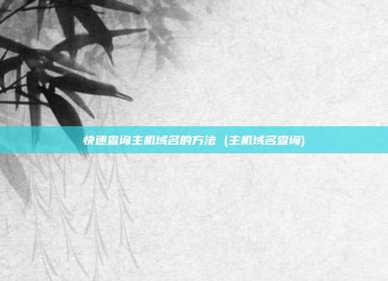 快速查询主机域名的方法 (主机域名查询)