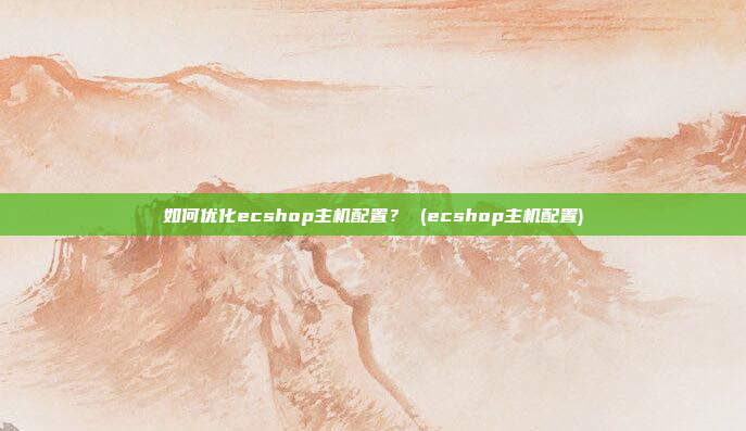 如何优化ecshop主机配置? (ecshop主机配置)